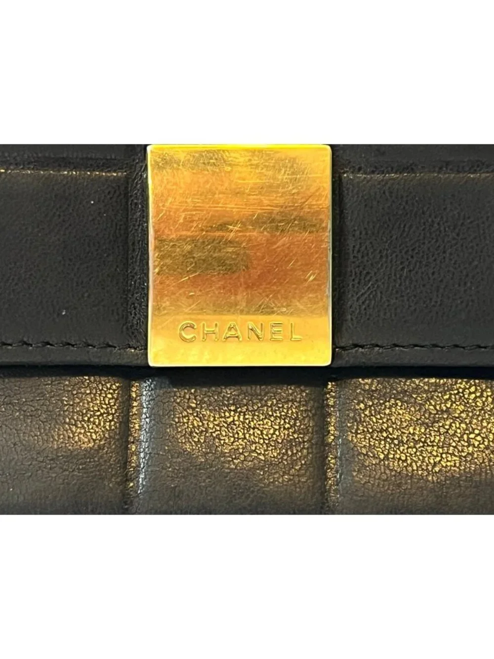 Authentic Chanel Chocolate Bar matelasse square-quilted compact trifold wallet